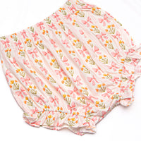 Bow Bouquets Side Tie Diaper Set, Pink