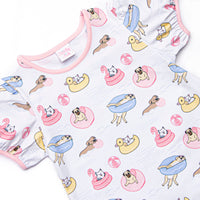 Pool Day Pooch Ruffle Short Set, Pink