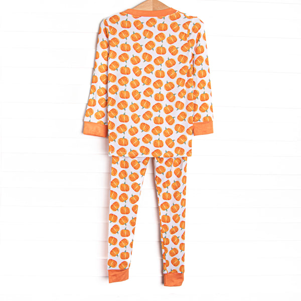 Watercolor Wagon Ride Bamboo Pajama Set, Orange