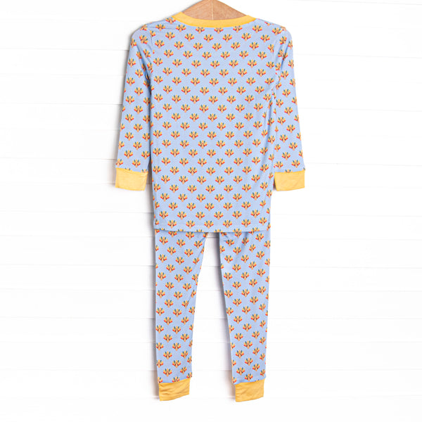 Tiny Turkeys Bamboo Pajama Set, Blue