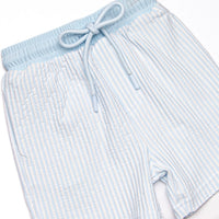 Sandy Shore Seersucker Swim Trunks, Blue