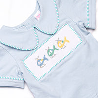 Whirlybird Winds Smocked Collared Diaper Set, Mint
