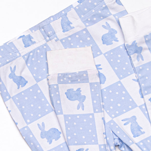 Hare Hopscotch Bamboo Pajama Set, Blue
