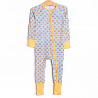 Tiny Turkeys Bamboo Zippy Pajama, Blue