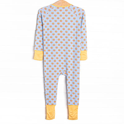 Tiny Turkeys Bamboo Zippy Pajama, Blue