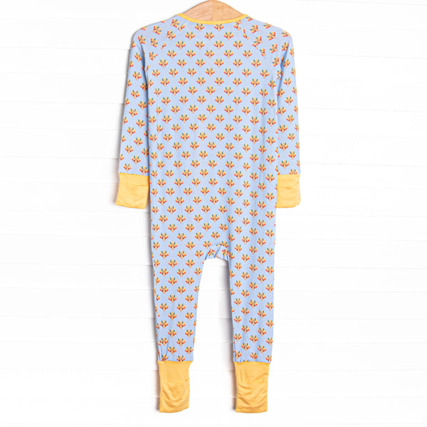 Tiny Turkeys Bamboo Zippy Pajama, Blue