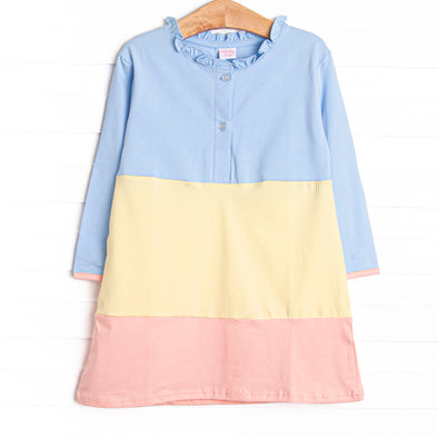 Color Block Clara Long Sleeve Dress, Blue