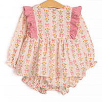 Bow Bouquets Side Tie Diaper Set, Pink