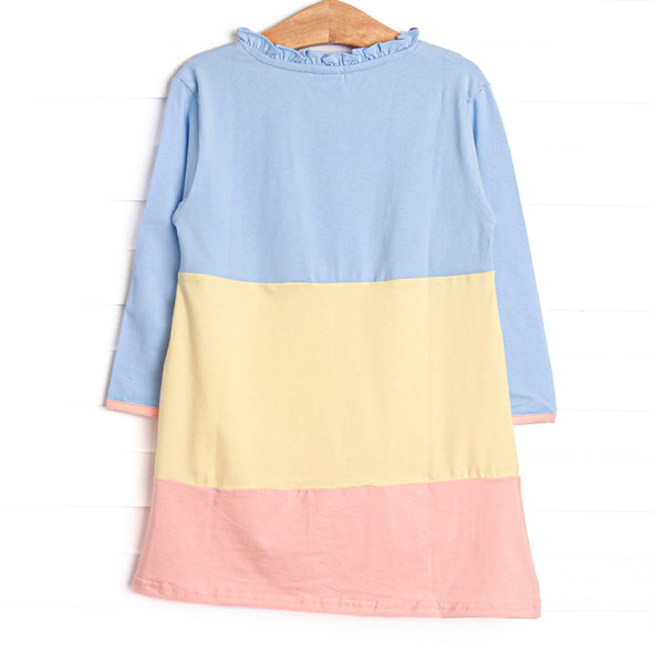 Color Block Clara Long Sleeve Dress, Blue