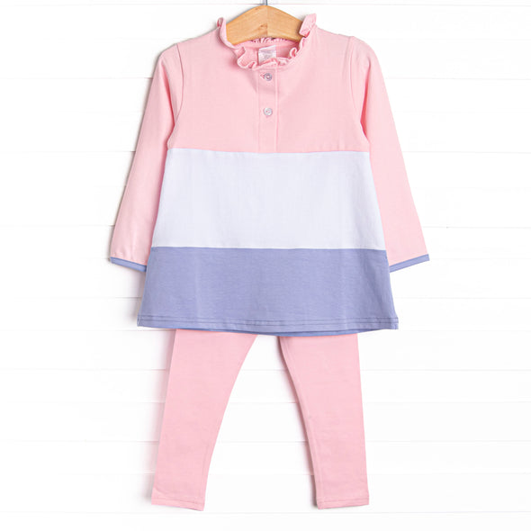 Color Block Clara Long Sleeve Legging Set, Pink