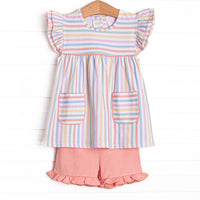 Summer Sunshine Ruffle Short Set, Pink