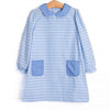 Powder Blue Plaid Pocket Dress, Blue