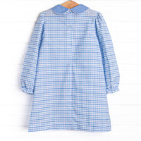 Powder Blue Plaid Pocket Dress, Blue