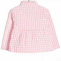 Quilted Ruffle Coat, Pink Check