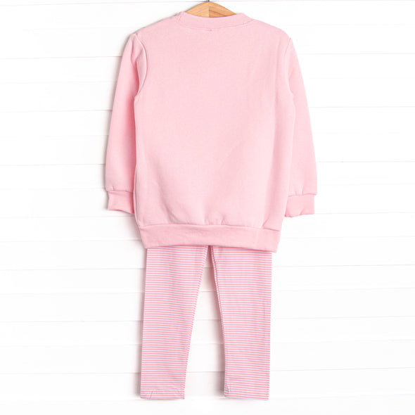 Furry Ear Friend Applique Legging Set, Pink