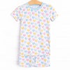 Candy Hearts Bamboo Pajama Short Set, Blue