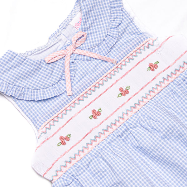 Rosebud Blooms Smocked Bubble, Blue