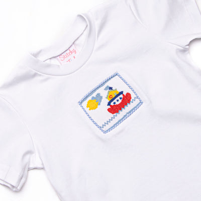Steamboat Seas Smocked Short Set, Blue