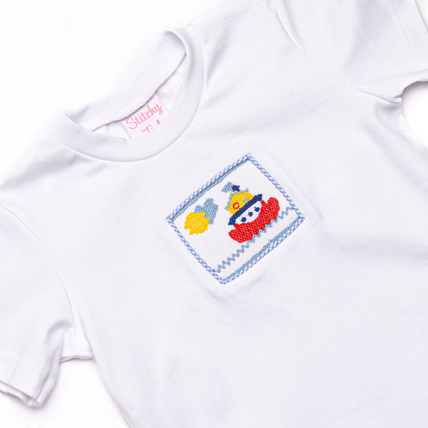 Steamboat Seas Smocked Short Set, Blue