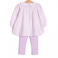 Blooming Belle Applique Collared Legging Set, Purple