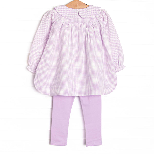Blooming Belle Applique Collared Legging Set, Purple