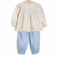 Perfect Day Plaid Ruffle Pant Set, Blue