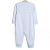 Caravan Camper Applique Romper, Blue Stripe