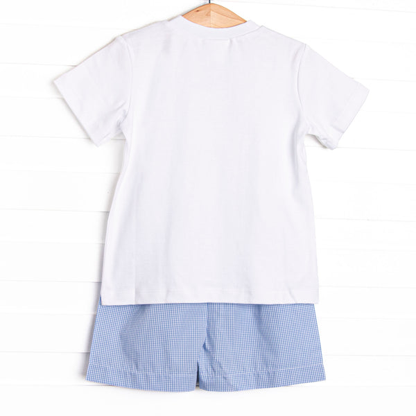 Steamboat Seas Smocked Short Set, Blue