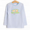 Caravan Camper Applique Top, Blue Stripe