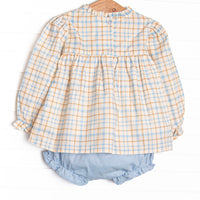 Perfect Day Plaid Ruffle Diaper Set, Blue