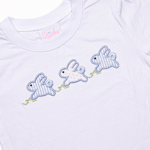 Hippity Hoppity Applique Short Set, Blue Seersucker