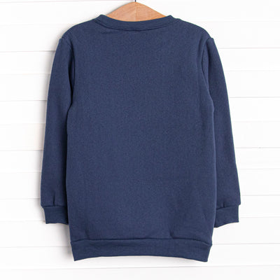 Furry Ear Friend Applique Sweatshirt, Navy