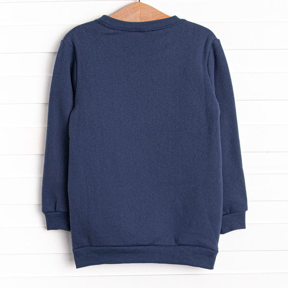 Furry Ear Friend Applique Sweatshirt, Navy
