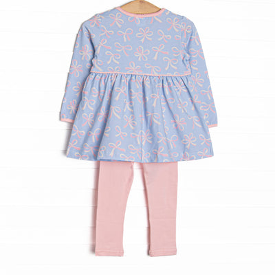 Wrapped in Ribbons Ruffle Pocket Legging Set, Blue