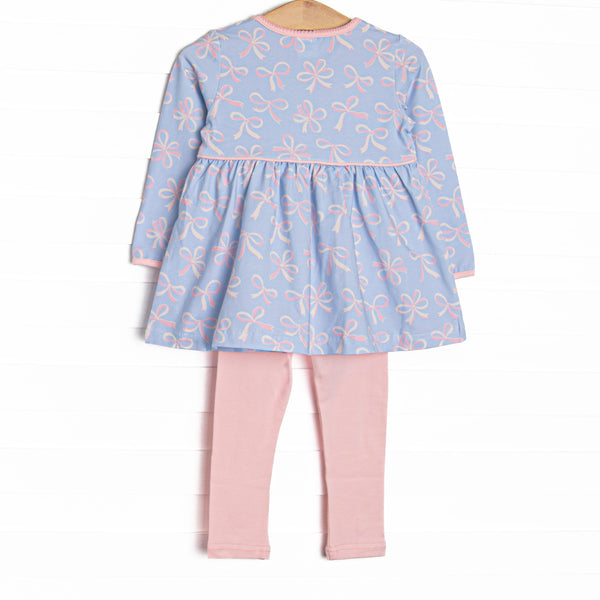 Wrapped in Ribbons Ruffle Pocket Legging Set, Blue
