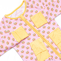 Tiny Turkeys Bamboo Zippy Pajama, Pink
