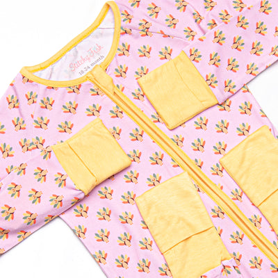 Tiny Turkeys Bamboo Zippy Pajama, Pink