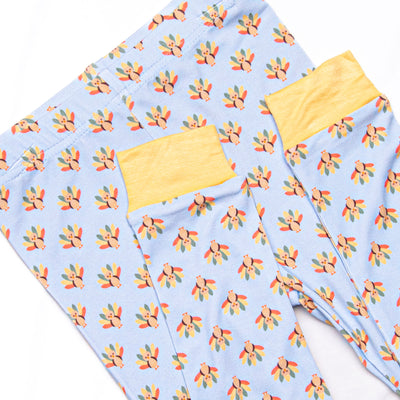 Tiny Turkeys Bamboo Pajama Set, Blue