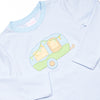 Caravan Camper Applique Top, Blue Stripe
