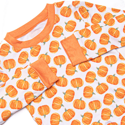 Watercolor Wagon Ride Bamboo Pajama Set, Orange