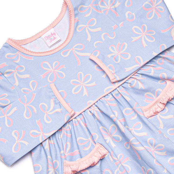 Wrapped in Ribbons Ruffle Pocket Legging Set, Blue