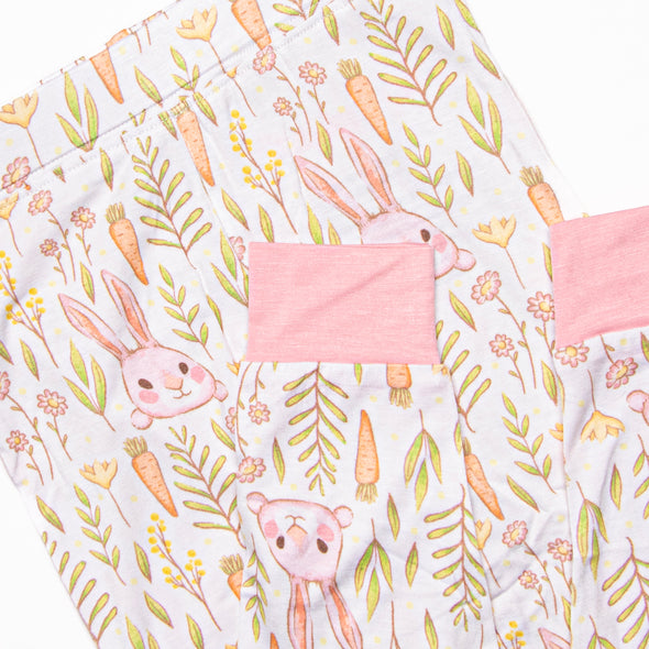 Cottontails and Carrots Bamboo Pajama Set, Pink