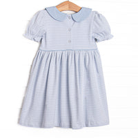 Mallard Pima Embroidered Dress, Blue