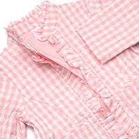 Quilted Ruffle Coat, Pink Check