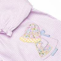 Blooming Belle Applique Collared Legging Set, Purple