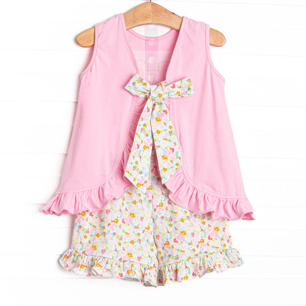 Sunnies and Shade Applique Ruffle Short Set, Pink