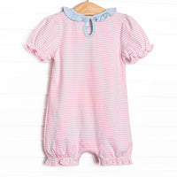 Elena Pima Bubble Romper, Light Blue and Pink Stripe