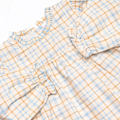 Perfect Day Plaid Ruffle Pant Set, Blue