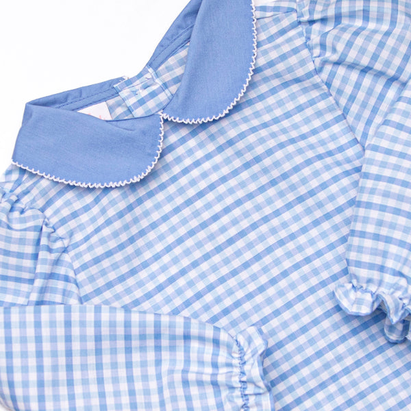 Powder Blue Plaid Pocket Bloomer Set, Blue