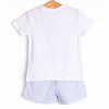 Hippity Hoppity Applique Short Set, Blue Seersucker